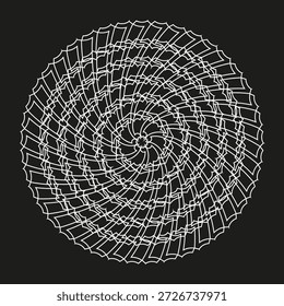 Vetor de grade circular. Estrutura de mandala intrincada. Forma de ornamento geométrico. Contraste de fundo escuro. EPS 10.