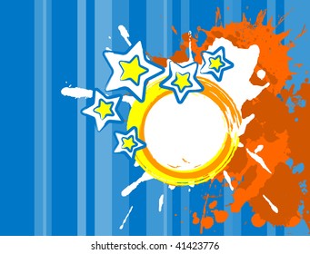 Circular grunge frame on the stripe background.