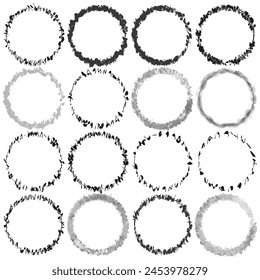 Circular grunge frames collection. Abstract round borders set. Decorative elements for design. Vector illustration. EPS 10.