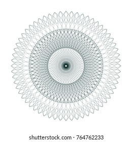 Circular Guilloche Rosette for Official Currency, Certificate, Diploma, Passport, Financial and Bank Stamp Vector Art Design.