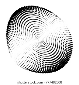 Circular halftone abstract transition. Modern vector design element.