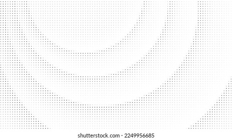 Circular halftone background with round wave elements. Minimal abstract clean design template. Concentric circular frame banner. Wave background with halftone dots. Vector