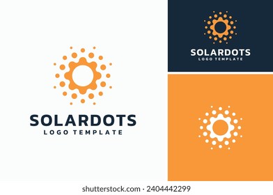 Puntos de semitono circulares como la flor solar para el diseño del logotipo solar o de verano