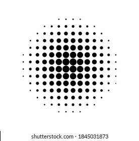 Circular halftone element. Halftone effect. Gradient halftone dots.