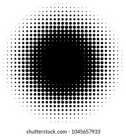 Circular halftone gradient element. Halftone circle pattern