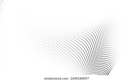 Circular halftone pattern with dynamic swirl spacing and soft gradient ideal for abstract design digital vector overlays or motion graphic compositions