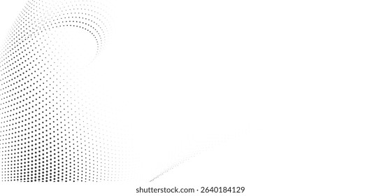 Circular halftone pattern with dynamic swirl spacing and soft gradient ideal for abstract design digital vector overlays or motion graphic compositions