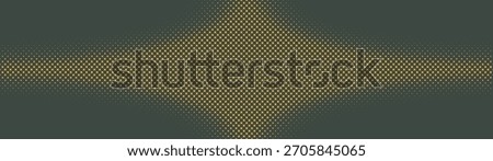 Circular halftone pattern four framed border ultra wide 32:9 aspect ratio yellow green vector retro styled conceptual abstract background. Offset half tone ultrawide format retro futuristic technology