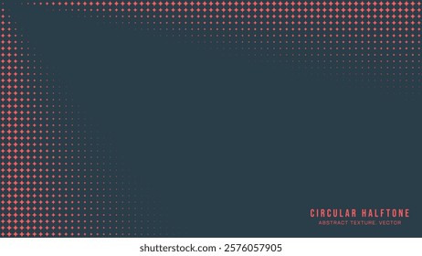 Circular Halftone Pattern Rays Border Vector Red Black Colour Abstract Background. Mod Minimalistic Art Half Tone Gradient Brutalism Style Graphics. Retro Futuristic Sci-Fi Technology Art Illustration