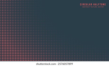 Circular Halftone Pattern Round Border Vector Red Black Colour Abstract Background. Mod Minimalistic Art Half Tone Gradient Brutalism Style Graphic. Retro Futuristic Sci-Fi Technology Art Illustration