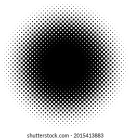 Circular halftone, screentone element made of squares. Squares geometric element, icon