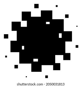 Circular halftone, screentone element made of squares. Squares geometric element, icon