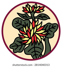 A circular Hanafuda card featuring a chrysanthemum and dregs