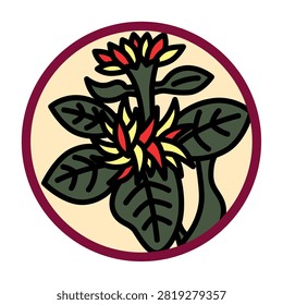 A circular Hanafuda card featuring a chrysanthemum and dregs