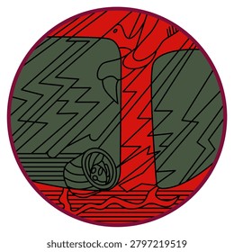 A circular Hanafuda card featuring horse chestnut leaves and dregs