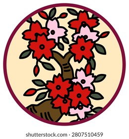 Circular Hanafuda cards featuring cherry blossoms and dregs