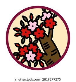 Circular Hanafuda cards featuring cherry blossoms and dregs
