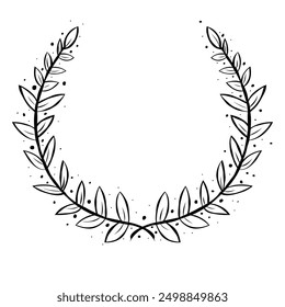 Circular Hand draw laurels branches. Laurel wreath. Vintage laurel