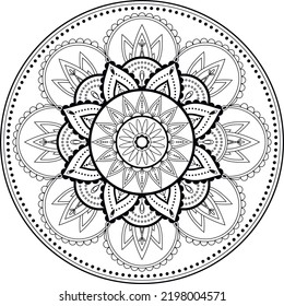 Mandala dibujada a mano circular. Coloreando la página del libro. Patrón vector abstracto para el diseño.