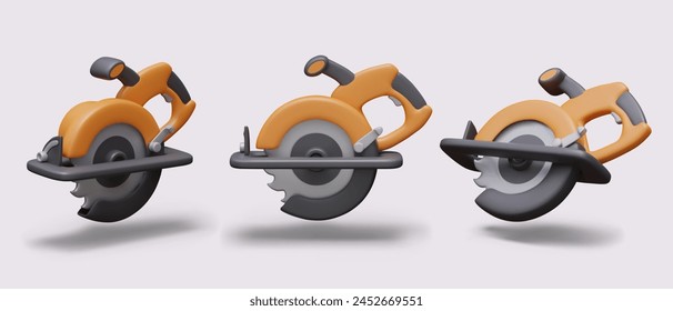 Circular hand held saw. Electric sawing tool. Electric instrument with round toothed disc