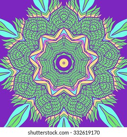 Circular hand-drawn ornament. Beautiful elegant pattern. Vector illustration. 