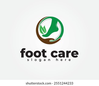 mãos circulares e duas folhas no design de logotipo superior