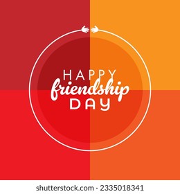 Circular happy friendship day illustration with orange and red