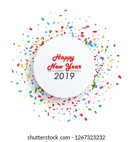 Circular Happy new year 2019 background Free Vector