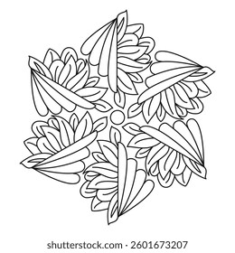 Circular Harmony Mandala for Coloring Book Page