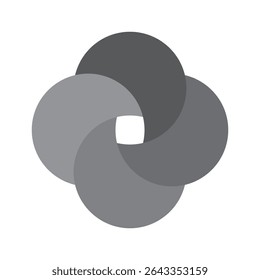 Circular harmony symbol. Vector illustration. Gray gradient circles.