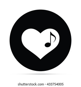 Circular Heart with Music Note Icon