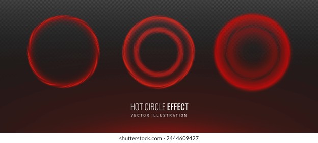 Circular heat effect concept of a realistic heating element. Red-hot cooking surface - design element on a transparent background. Vector illustration