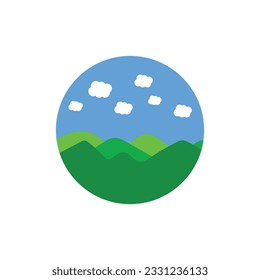 circular hill and nature illustration for commercial use