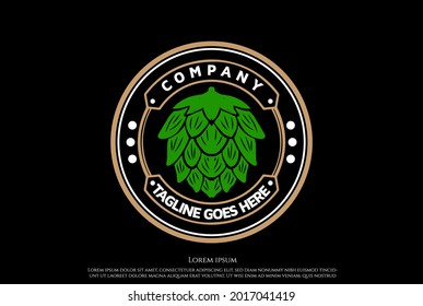 Circular Hop for Craft Beer Brewing Brewery Badge Label Seal Sticker Logo Design Vector