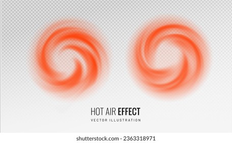 Circular hot air flow effect icon on a transparent background. Warm air element for heater. Gradient curve line - vector illustration. svg