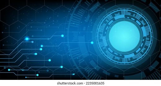 circular hud connection with circuit board futuristic modern website background or cover page vector for technology and finance concept and education future company