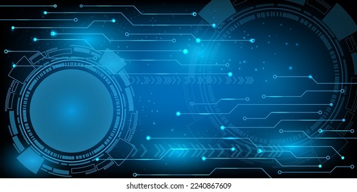 circular hud connection with circuit board futuristic modern website background or cover page vector for technology and finance concept and education future company