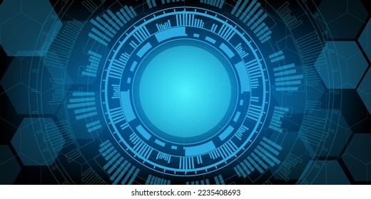 circular hud connection with hexagon futuristic modern website background or cover page vector for technology and finance concept and education future company