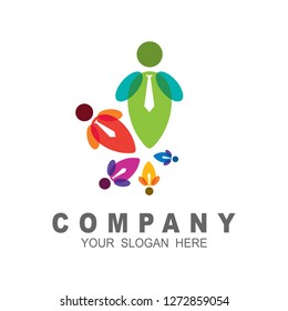 Circular human figure logo design template vector illustration