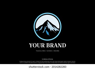 Circular Ice Snow Mountain Peak Summit Hill for Adventure Logo Design Vector