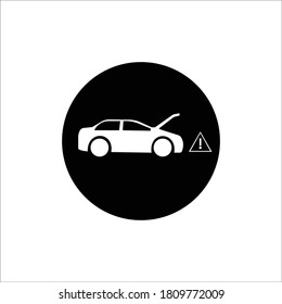 circular icon, car caution, isolated icon on white background, auto service, car repair