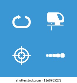 Circular icon. collection of 4 circular filled icons such as sniper target, reload replay, loading. editable circular icons for web and mobile.