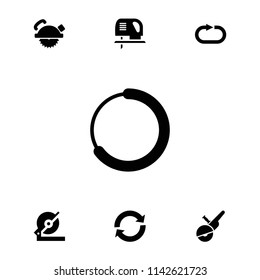 Circular icon. collection of 7 circular filled icons such as saw blade, reload replay, loading, reload. editable circular icons for web and mobile.
