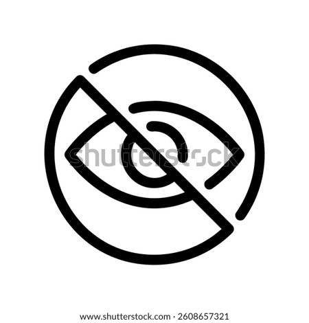 Circular icon with a crossed out eye representing unavailability or hidden state