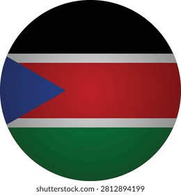 A circular icon displaying the national flag of South Sudan with its distinctive black, red, white, green, and blue colors. This graphic element is ideal for websites, presentations, educational materials, and international affairs content.