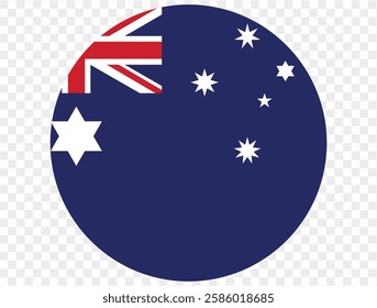 Circular icon featuring the Australia flag, isolated on transparent PNG background. Perfect for designs and digital projects. This high-quality, iconic Union Jack, Commonwealth Star