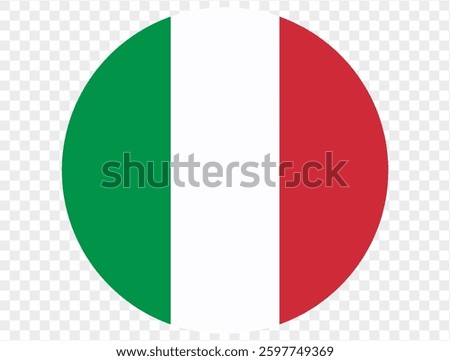  Circular icon featuring the Italy flag, isolated on transparent PNG background. Perfect for designs and digital projects. This high-quality, iconic green, white, and red flag symbolizes Italy's unity