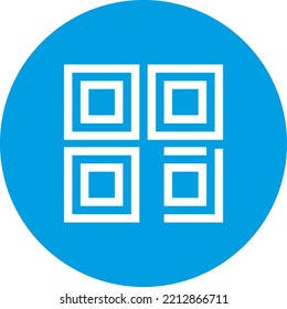 Circular icon with flat style, of a QR code, QR code scanner, technology. Code reader applications.