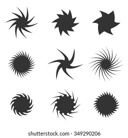 Circular icon set. Tornado or whirlpool symbols, Vector illustration