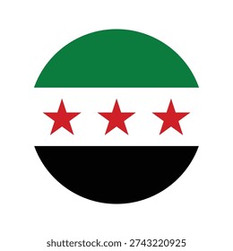 Circular Icon of Syrian Flag – Syria National Symbol